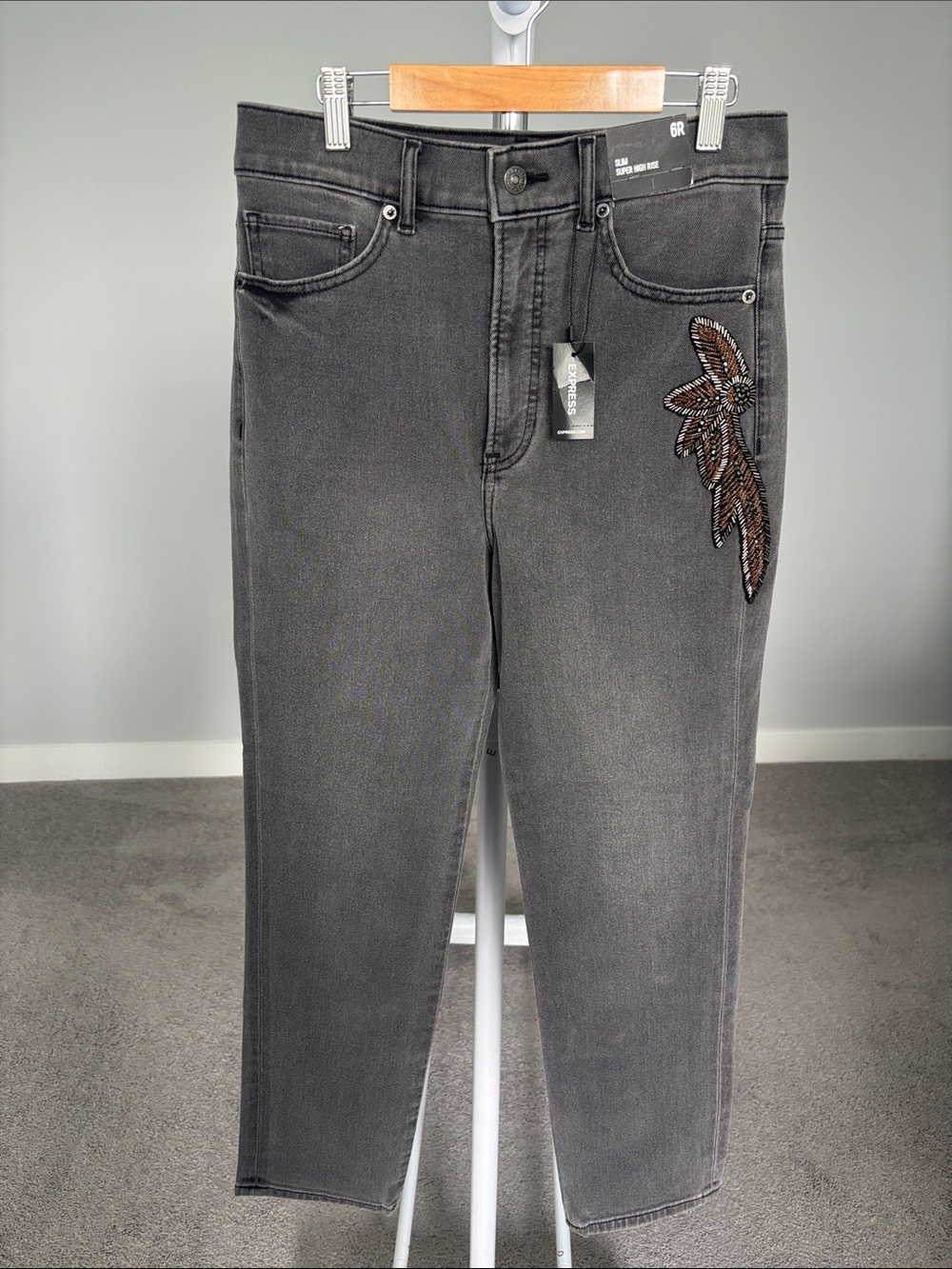 Express Embellished High Waist Slim Jeans
